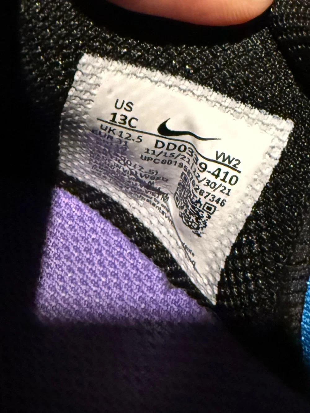 Nike Kids Black and Blue Sneakers with Multicolor Tie-Dye Heel